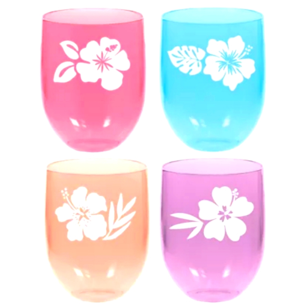 Hibiscus Stemless Wine Glasses (4ct)
